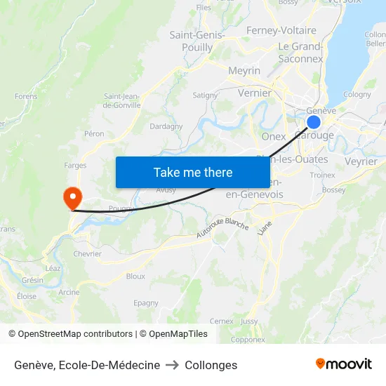 Genève, Ecole-De-Médecine to Collonges map