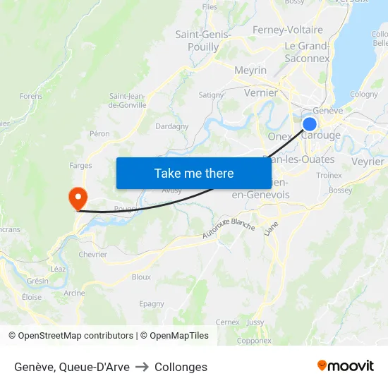 Genève, Queue-D'Arve to Collonges map