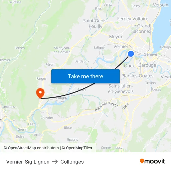 Vernier, Sig Lignon to Collonges map