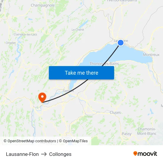 Lausanne-Flon to Collonges map