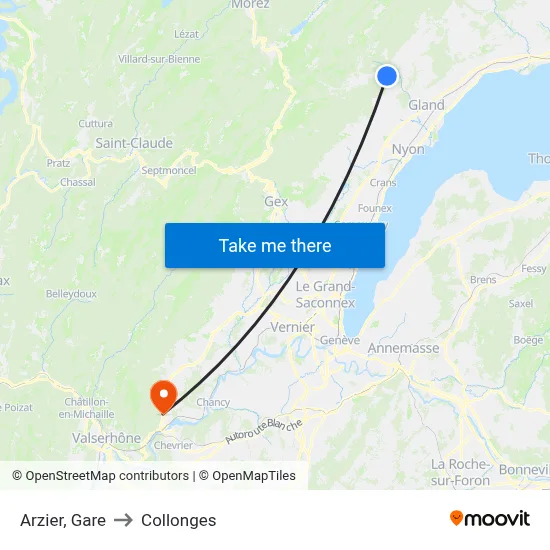 Arzier, Gare to Collonges map