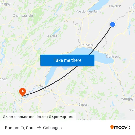 Romont Fr, Gare to Collonges map