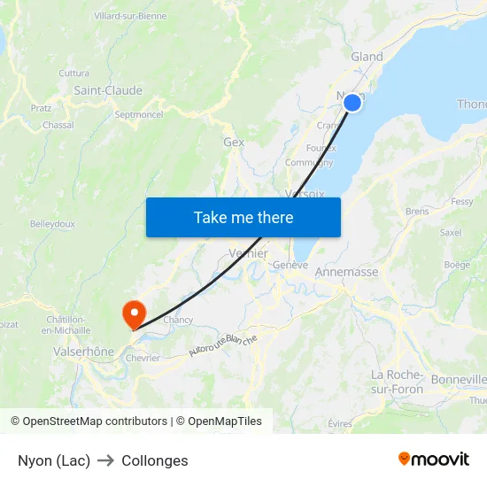 Nyon (Lac) to Collonges map