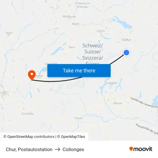 Chur, Postautostation to Collonges map