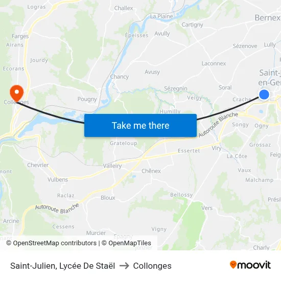 Saint-Julien, Lycée De Staël to Collonges map
