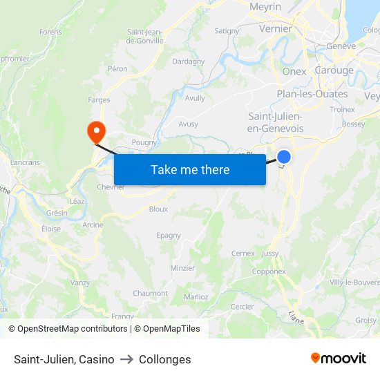 Saint-Julien, Casino to Collonges map