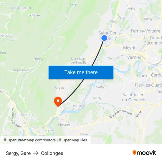 Sergy, Gare to Collonges map