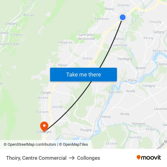 Thoiry, Centre Commercial to Collonges map