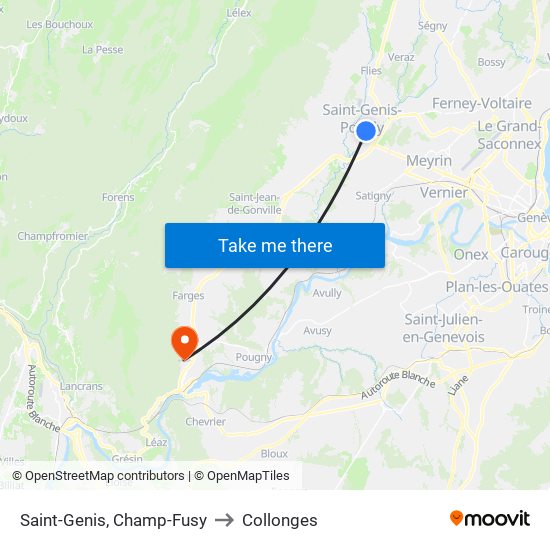 Saint-Genis, Champ-Fusy to Collonges map