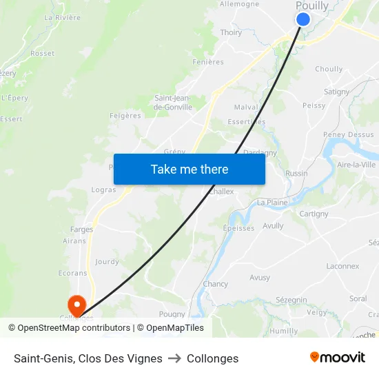Saint-Genis, Clos Des Vignes to Collonges map