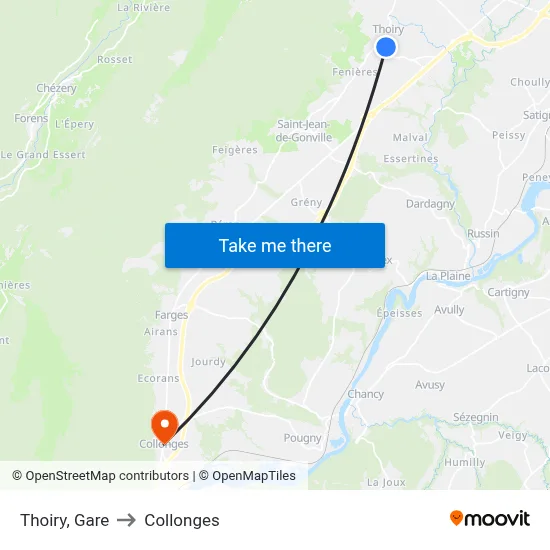 Thoiry, Gare to Collonges map