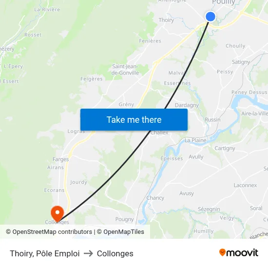 Thoiry, Pôle Emploi to Collonges map