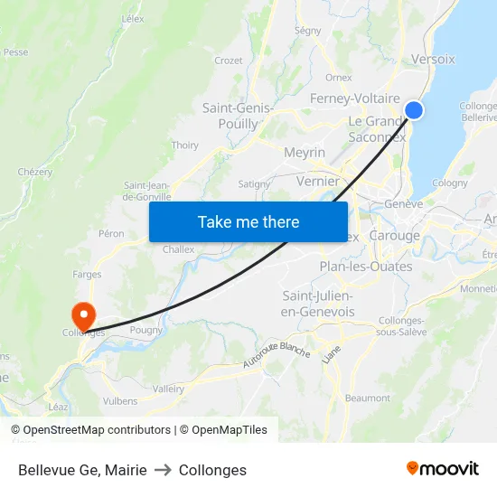 Bellevue Ge, Mairie to Collonges map