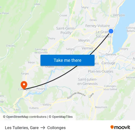 Les Tuileries, Gare to Collonges map