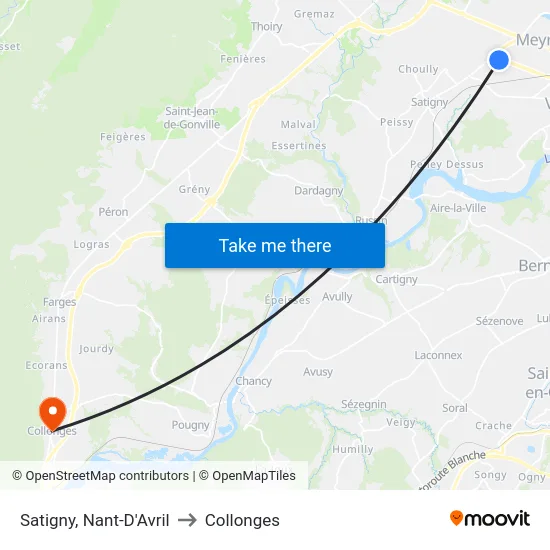 Satigny, Nant-D'Avril to Collonges map