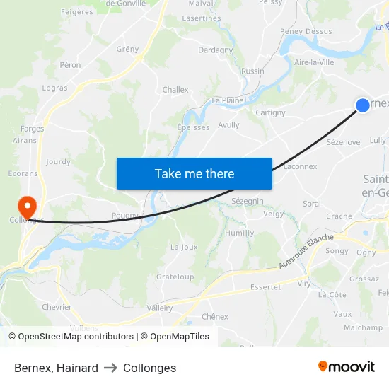 Bernex, Hainard to Collonges map