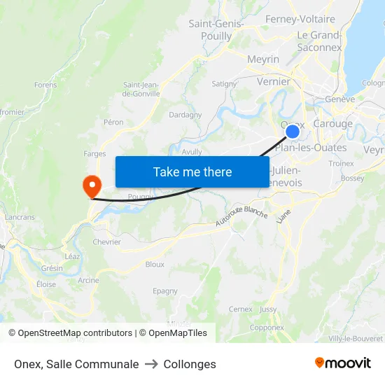 Onex, Salle Communale to Collonges map