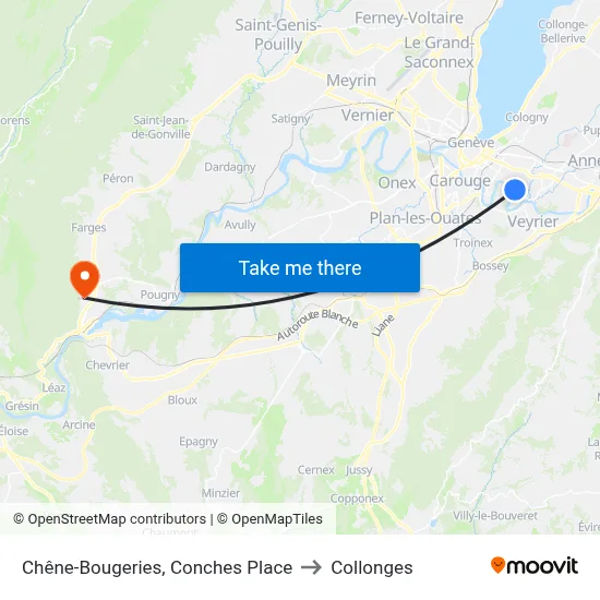 Chêne-Bougeries, Conches Place to Collonges map