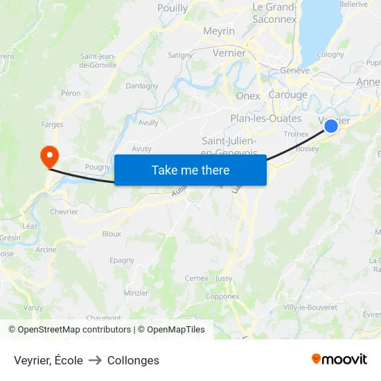 Veyrier, École to Collonges map