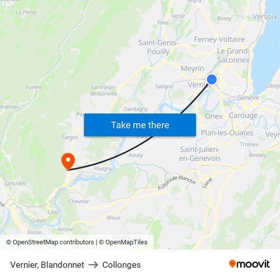 Vernier, Blandonnet to Collonges map