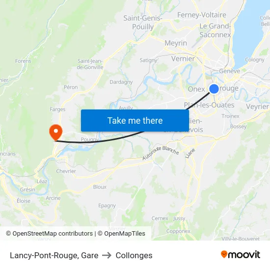 Lancy-Pont-Rouge, Gare to Collonges map