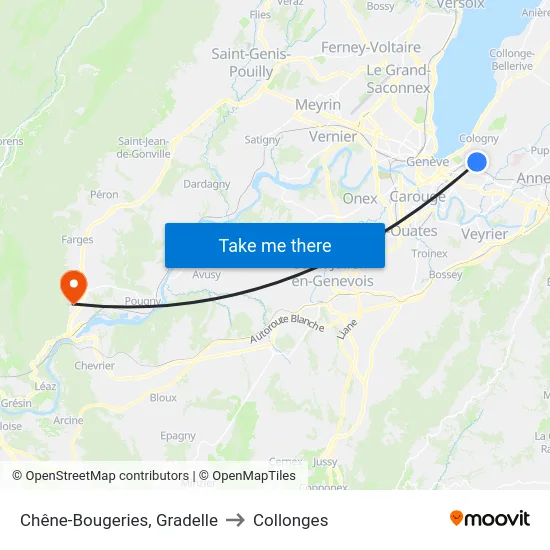 Chêne-Bougeries, Gradelle to Collonges map