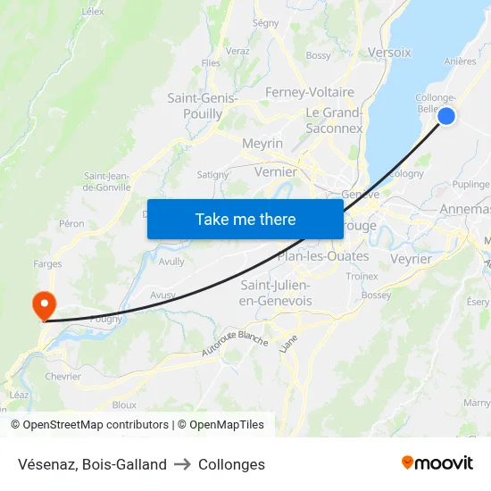 Vésenaz, Bois-Galland to Collonges map