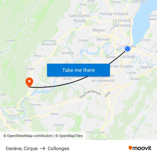 Genève, Cirque to Collonges map
