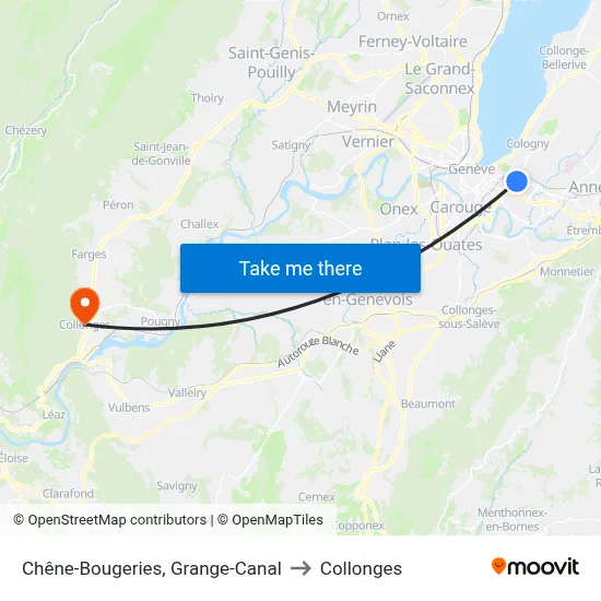 Chêne-Bougeries, Grange-Canal to Collonges map