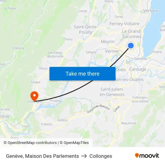 Genève, Maison Des Parlements to Collonges map