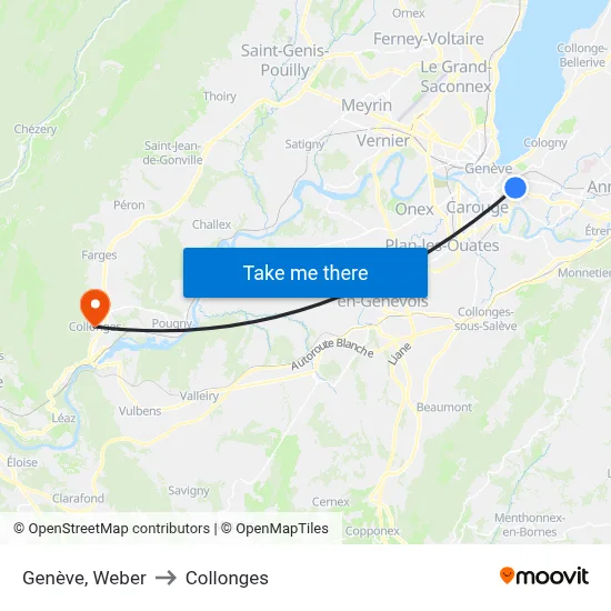 Genève, Weber to Collonges map