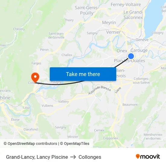 Grand-Lancy, Lancy Piscine to Collonges map