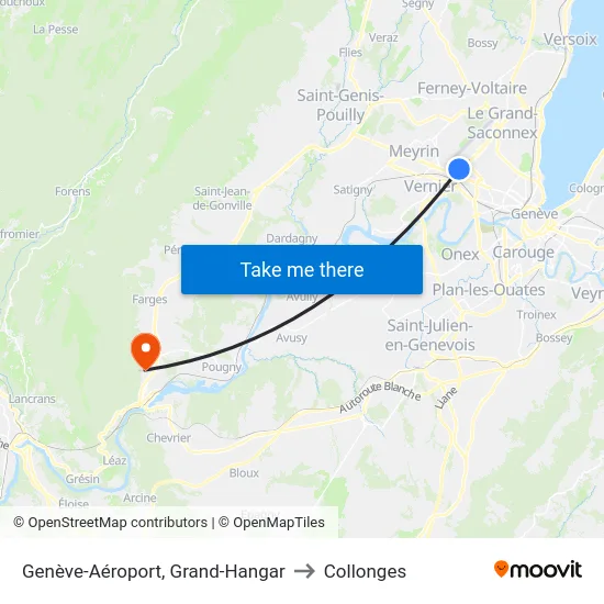 Genève-Aéroport, Grand-Hangar to Collonges map