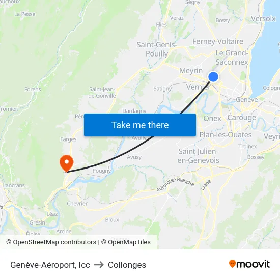 Genève-Aéroport, Icc to Collonges map