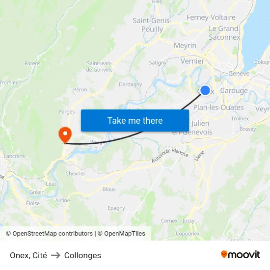 Onex, Cité to Collonges map