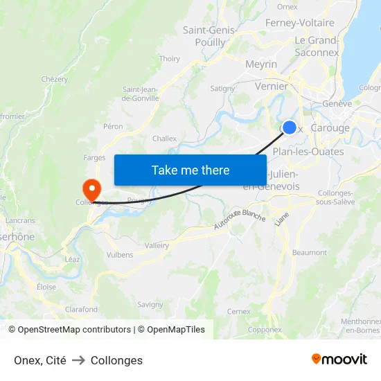 Onex, Cité to Collonges map