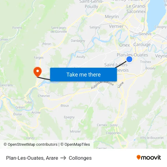 Plan-Les-Ouates, Arare to Collonges map