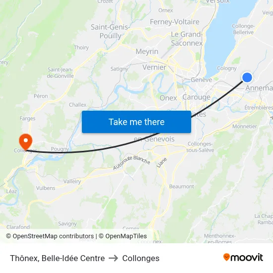 Thônex, Belle-Idée Centre to Collonges map