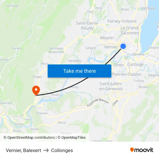 Vernier, Balexert to Collonges map