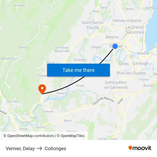 Vernier, Delay to Collonges map