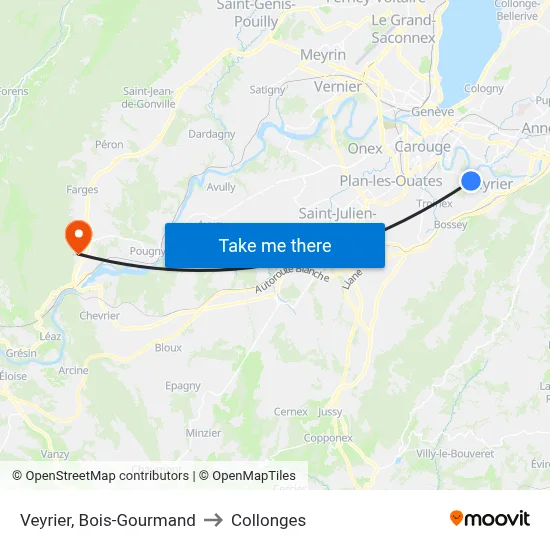 Veyrier, Bois-Gourmand to Collonges map