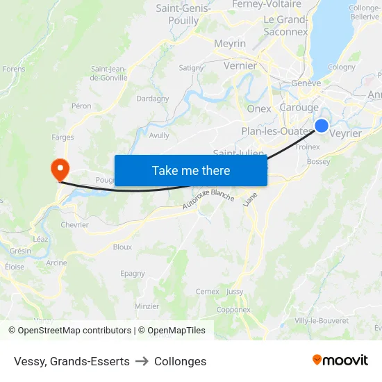 Vessy, Grands-Esserts to Collonges map