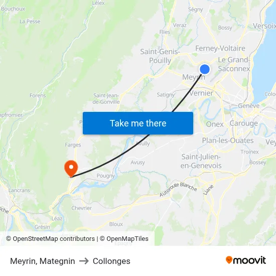 Meyrin, Mategnin to Collonges map