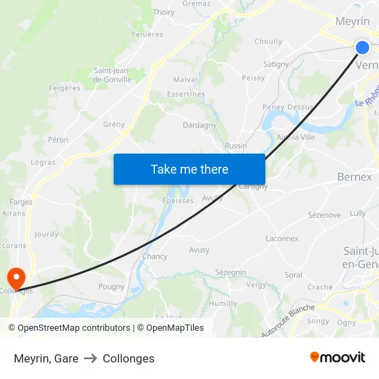 Meyrin, Gare to Collonges map