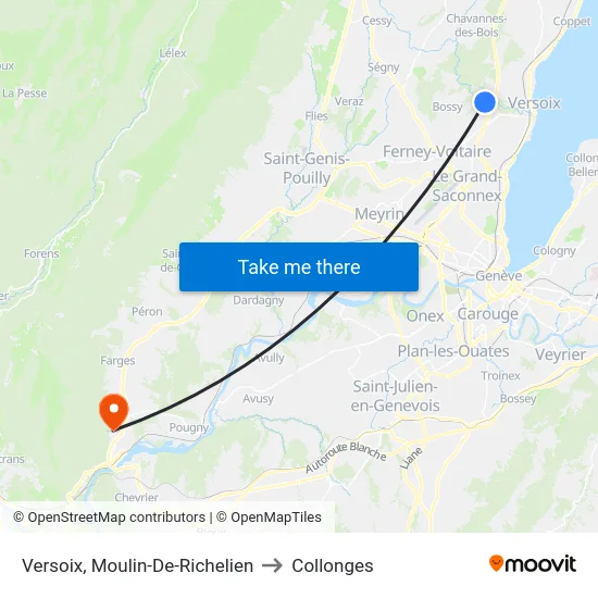 Versoix, Moulin-De-Richelien to Collonges map