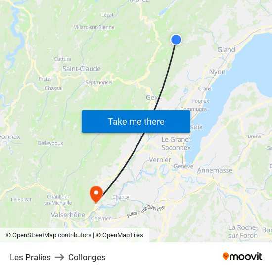 Les Pralies to Collonges map