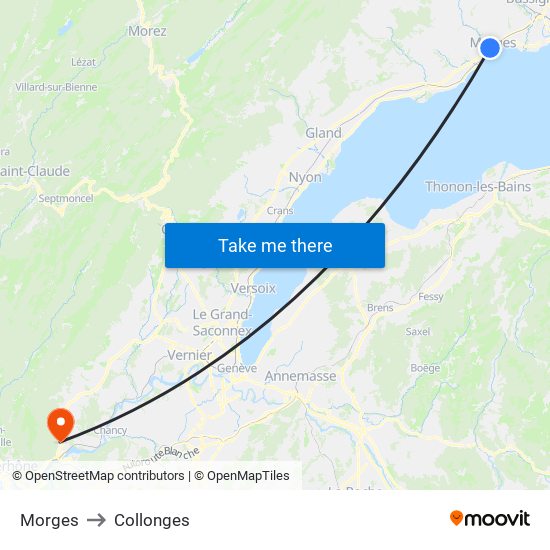 Morges to Collonges map