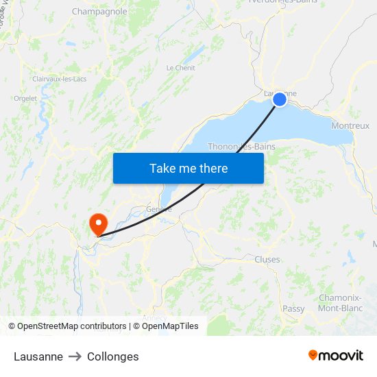 Lausanne to Collonges map