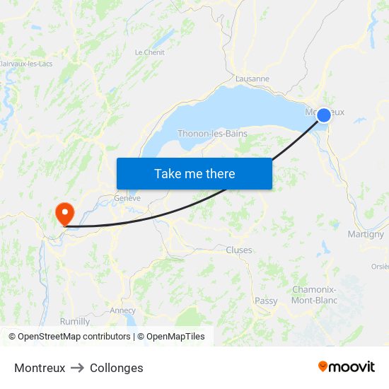 Montreux to Collonges map