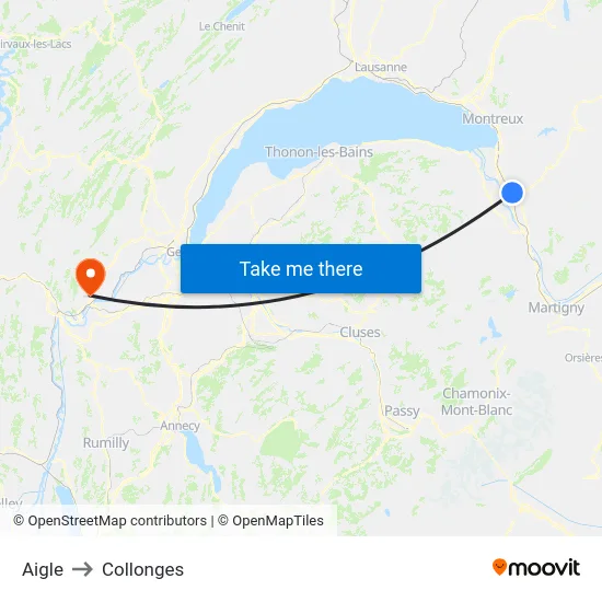 Aigle to Collonges map